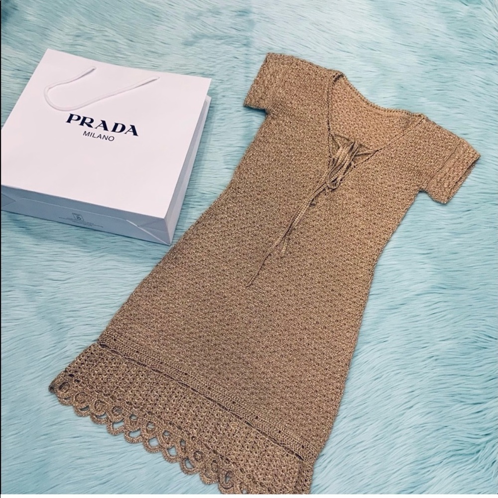 PRADA GOLD METALLIC KNIT DRESS